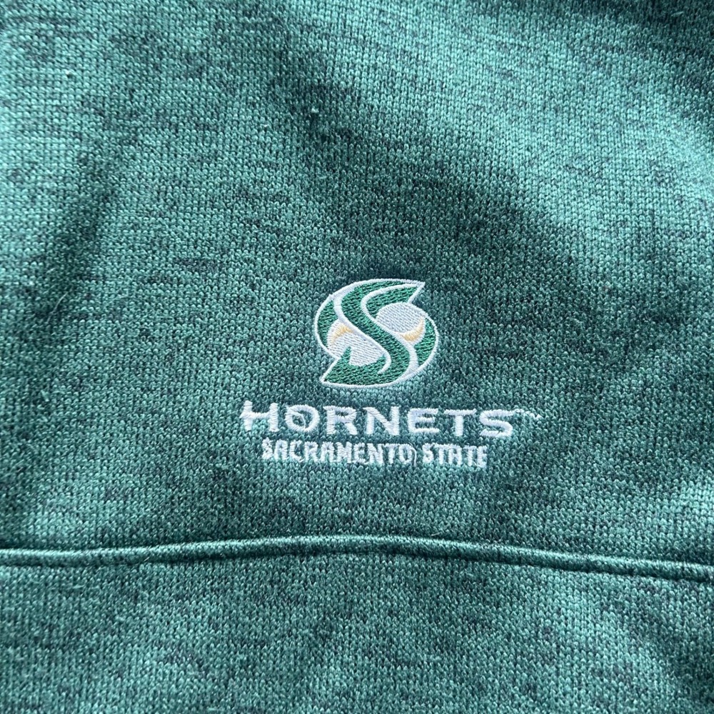 Champion Sacramento State Hornets Quarter Zip Fleece Jacket Pullover Sz M Green - Picture 6 of 9